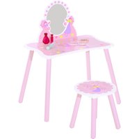Product photograph of Homcom Kids Dressing Table Girls Pink Wooden Kids Dressing Table Stool Make Up Desk Chair Toys Fairy Dresser Play Set W Mirror Aosom Uk from Aosom UK