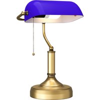 Product photograph of Homcom Banker S Desk Lamp With Antique Bronze Tone Base Table Lamp With Blue Glass Shade For Home Office Blue Aosom Uk from Aosom UK