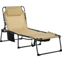Product photograph of Outsunny Folding Sun Lounger With 5-level Reclining Back Outdoor Tanning Chair With Reading Hole Side Pocket Headrest Aosom Uk from Aosom UK