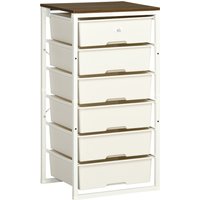 Product photograph of Homcom Bedroom Storage Chest Of 6 Drawers Steel Frame Organiser Unit For Clothes Accessories Living Room Furniture White Aosom Uk from Aosom UK