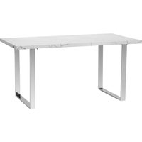 Product photograph of Homcom Modern Dining Room Table Rectangular Kitchen Table For 6-8 People With Marble Effect Tabletop Steel Legs 155 Cm White from Aosom UK