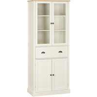 Product photograph of Homcom Freestanding Kitchen Cupboard 5-tier Storage Cabinet With Adjustable Shelves And Drawer For Living Room Dining Room Cream White from Aosom UK