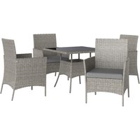 Product photograph of Outsunny Five-pieces Rattan Dining Set - Light Grey from Aosom UK