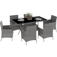 Product photograph of Outsunny 7-piece Rattan Garden Furniture Set With Cushions 6 Seater Garden Table And Chairs With 6 Armchairs Glass Top Table Charcoal Grey from Aosom UK