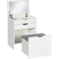 Product photograph of Homcom Dressing Table With Flip-up Mirror And Storage Stool Vanity Table With Drawer And Hidden Compartments For Bedroom Living Room White from Aosom UK