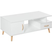 Product photograph of Homcom Modern Minimalism Coffee Table With Storage Sofa Side Table With Shelf Drawer For Living Room Reception Room White from Aosom UK