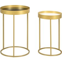 Product photograph of Homcom Nesting Accent Tables 2-piece Set With Gold Frames Marble-effect Tops Living Bedroom Aosom Uk from Aosom UK