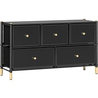 Product photograph of Homcom Chest Of Drawers 5 Drawer Fabric Dresser With Pu Leather Surface Steel Frame Storage Organizer Unit For Bedroom Black Aosom Uk from Aosom UK