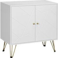 Product photograph of Homcom Slim Sideboard Cabinet Storage With Golden Hairpin Legs 3-level Adjustable Shelves For Living Room Dining Room Hallway White Aosom Uk from Aosom UK
