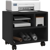Product photograph of Homcom 2-tier Printer Stand With Storage Under Desk Printer Cart On Wheels With 3 Compartments Desktop Printer Table For Office Black Aosom Uk from Aosom UK
