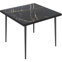 Product photograph of Outsunny Outdoor Dining Table For Four Square With Marble Effect Tempered Glass Top Steel Frame Black from Aosom UK