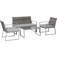 Product photograph of Outsunny Rattan Garden Furniture Set 4-seater 2 Single Sofa Armchairs 1 Bench Cushions Coffee Table Wicker Weave Patio Backyard from Aosom UK