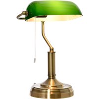 Product photograph of Homcom Bedroom Table Lamp With Antique Bronze Tone Base Green Glass Shade Bedside Light For Home Office Green Aosom Uk from Aosom UK