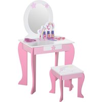 Product photograph of Homcom Kids Dressing Table Girls Dressing Table W Mirror Stool Unicorn Play Toy For Age 3-6 Years Acrylic Mirror Pink White Aosom Uk from Aosom UK