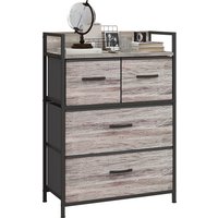 Product photograph of Homcom Rustic Chest Of Four Fabric Drawers - Grey Wood Effect Aosom Uk from Aosom UK