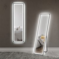 Product photograph of Homcom Full Length Mirror With Led Lights 150 X 40cm Free Standing Mirror With Dimming And 3 Colour Lighting For Living Room Black Aosom Uk from Aosom UK