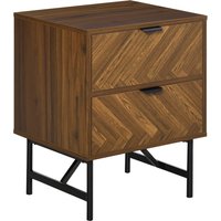 Product photograph of Homcom Herringbone Pattern Side Cabinet Home Organizer With 2 Drawers Hidden Handles For Bedroom Or Living Room Walnut Brown from Aosom UK