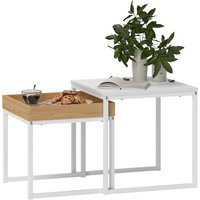 Product photograph of Homcom Set Of Two Boxy Nesting Tables - White Wood-effect Aosom Uk from Aosom UK