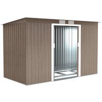 Product photograph of Outsunny 9x4 Garden Metal Storage Shed With Foundation Kit And Sliding Doors Garden Storage With Ventilations Light Grey Aosom Uk from Aosom UK