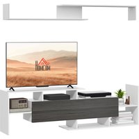 Product photograph of Homcom Tv Unit W Storage For Wall-mounted 65 Tvs Or Standing 50 Tvs Tv Stand Set W A Wall Shelf A Cabinet For Bedroom-white Grey Aosom Uk from Aosom UK