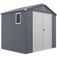 Product photograph of Outsunny 8 X 6ft Garden Shed With Foundation Kit Polypropylene Outdoor Storage Tool House With Ventilation Slots And Lockable Door Grey from Aosom UK