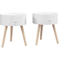 Product photograph of Homcom Modern Side Table Small Coffee Table Round Bedside Table With Drawer And Wood Legs For Living Room Bedroom Set Of 2 White Aosom Uk from Aosom UK
