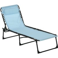 Product photograph of Outsunny Folding Sun Lounger Beach Chaise Chair 4 Position Adjustable Garden Cot Camping Recliner Baby Blue Aosom Uk from Aosom UK