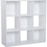 Product photograph of Homcom 3-tier 9 Cubes Storage Unit Particle Board Cabinet Bookcase Organiser Home Office Shelves White from Aosom UK