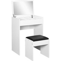 Product photograph of Homcom Dressing Table With Padded Stool Flip-up Mirror Dresser Multi-purpose Vanity Set White Aosom Uk from Aosom UK