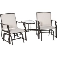 Product photograph of Outsunny Garden Double Glider Rocking Chairs Gliding Love Seat With Middle Table Conversation Set Patio Backyard Relax Outdoor Furniture Beige from Aosom UK