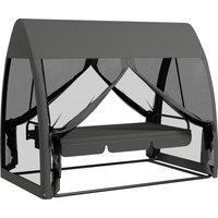 Product photograph of Outsunny 3 Seater Swing Chair 2 In 1 Garden Swing Seat Bed Convertible Outdoor Rocking Bench Bed With Water-resistant Roof Zipped Door And Mosquito Netting Grey from Aosom UK