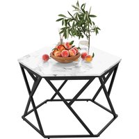 Product photograph of Homcom Modern Coffee Table Cocktail Table With High Gloss Marble Effect Top Steel Frame For Living Room White Marble Aosom Uk from Aosom UK