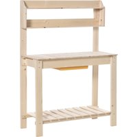 Product photograph of Outsunny Garden Potting Bench W Sliding Tabletop Wooden Workstation W Dry Sink Outdoor Workbench Potting Table W Storage Shelf Natural Aosom Uk from Aosom UK
