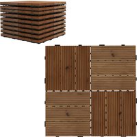 Product photograph of Outsunny 9 Pcs Garden Decking Tiles Wooden Outdoor Flooring Tiles For Patio Balcony Terrace Hot Tub Brown Aosom Uk from Aosom UK