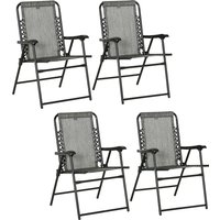 Product photograph of Outsunny Portable Loungers Folding Outdoor Chairs With Armrests Steel Frames Greyish Tones Set Aosom Uk from Aosom UK