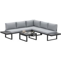Product photograph of Outsunny 4 Pieces Patio Garden Set With 5-level Recline Corner Sofa Outdoor Garden Lounge Sectional Conversation Sofa Set With Cushions from Aosom UK