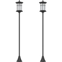 Product photograph of Outsunny Set Of Two 1 8m Traditional Style Solar Lamp Posts - Black from Aosom UK