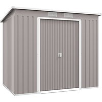 Product photograph of Outsunny Outdoor Garden Metal Equipment Tool Storage Shed W Foundation Double Door Vents And Sloped Roof Grey from Aosom UK