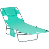 Product photograph of Outsunny Beach Chaise Lounge With Face Cavity Arm Slots Portable Sun Lounger Reclining Lounge Chair For Patio Garden Beach Pool Green Aosom Uk from Aosom UK