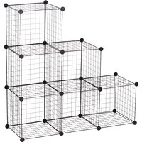 Product photograph of Homcom Interlocking 6 Cube Metal Wire Storage Rack Diy Cabinet For Living Room Display Shelves Black Aosom Uk from Aosom UK