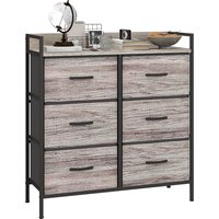 Product photograph of Homcom Rustic Chest Of Six Fabric Drawers - Grey Wood Effect Aosom Uk from Aosom UK