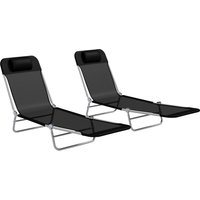 Product photograph of Outsunny Set Of Two Steel Frame Sun Loungers With Reclining Backs - Black from Aosom UK