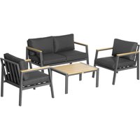 Product photograph of Outsunny Waterproof 4 Piece Garden Sofa Set W Padded Cushions 4-seater Aluminium Outdoor Conversation Furniture Set W Coffee Table Grey Aosom Uk from Aosom UK