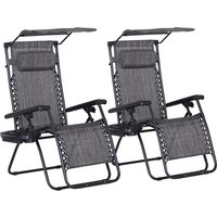 Product photograph of Outsunny 2 Piece Foldable Reclining Garden Chair With Headrest Zero Gravity Deck Sun Lounger Seat Chair W Footrest Armrest Cup Holder Aosom Uk from Aosom UK