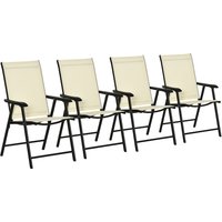 Product photograph of Outsunny Set Of 4 Folding Garden Chairs Metal Frame With Breathable Mesh Seat Outdoor Patio Dining Chair Beige Aosom Uk from Aosom UK