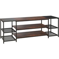 Product photograph of Homcom Industrial Tv Cabinet Storage Shelves For 65 Tvs Rustic Brown Black Living Room Furniture Aosom Uk from Aosom UK