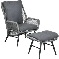 Product photograph of Outsunny 2 Pcs Pe Rattan Leisure Chair Set Outdoor Reclining Patio Chair And Footrest W Adjustable Backrest Cushion Grey Aosom Uk from Aosom UK