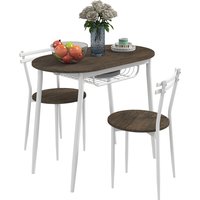 Product photograph of Homcom 3-piece Dining Table And Chairs Set Oval Kitchen Table With 2 Chairs With Wire Storage Shelf And Steel Frame Natural Aosom Uk from Aosom UK