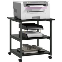 Product photograph of Homcom 3-tier Printer Stand With Storage Shelf Mobile Printer Table On Wheels 50 X 50 X 52 5cm Rolling Printer Cart For Office Black Aosom Uk from Aosom UK