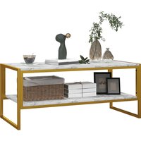 Product photograph of Homcom Two-tier Coffee Table Modern Marble Effect Center Table With Storage Shelf And Metal Frame Tea Table For Living Room White Aosom Uk from Aosom UK
